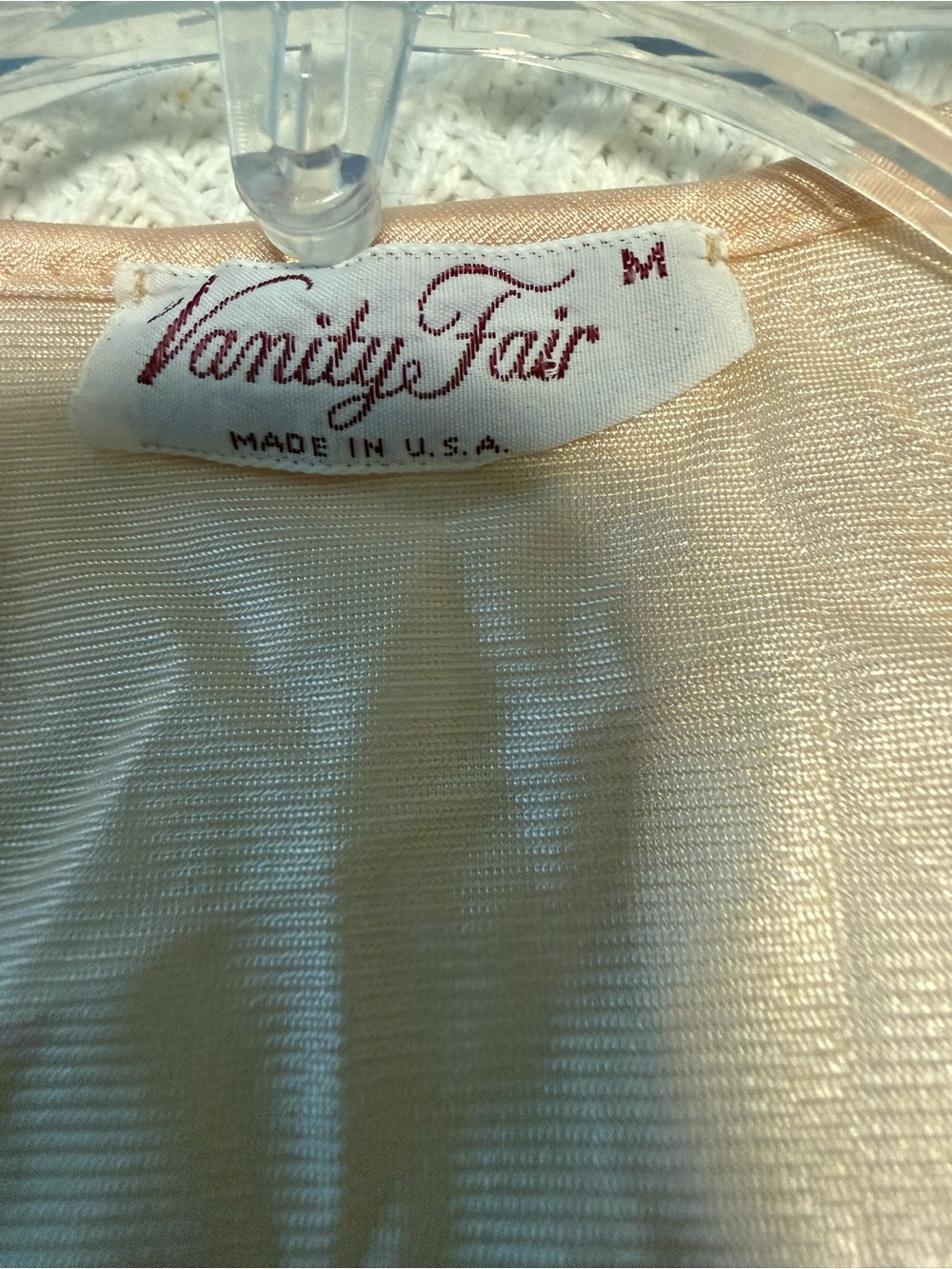 Vintage Vanity Fair Peach Satin Nightgown Robe M Lace Button Front USA Medium - Picture 5 of 5